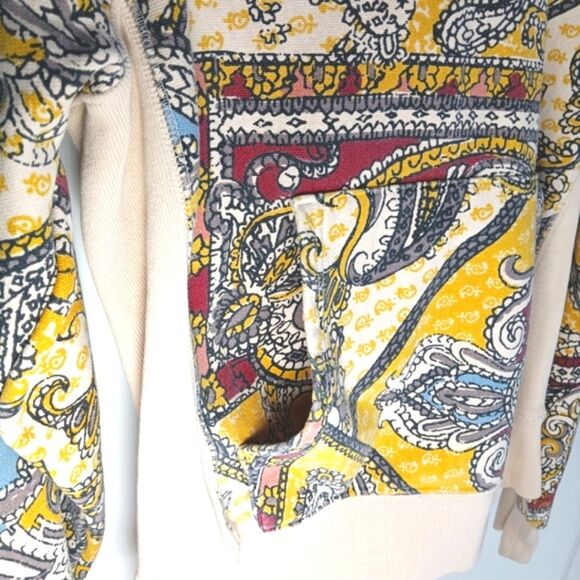 CHAMPION Reverse Weave Paisley Hoodie Sweater Men's Size Small Beige Yellow - Picture 11 of 12